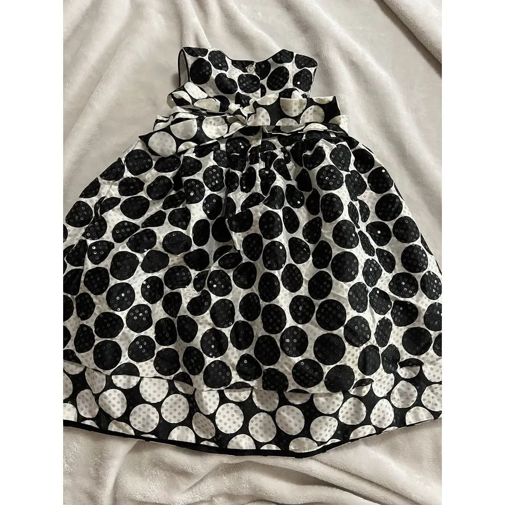 Marmellata Black And‎ White Polka Dot Party Dress Size 3 (36 Month)